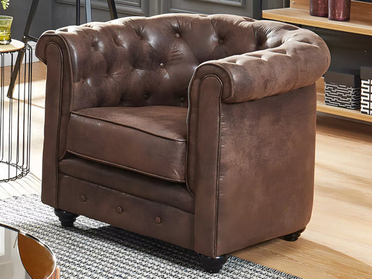 Chesterfield Sessel aus Mikrofaser mit Vintage-Look